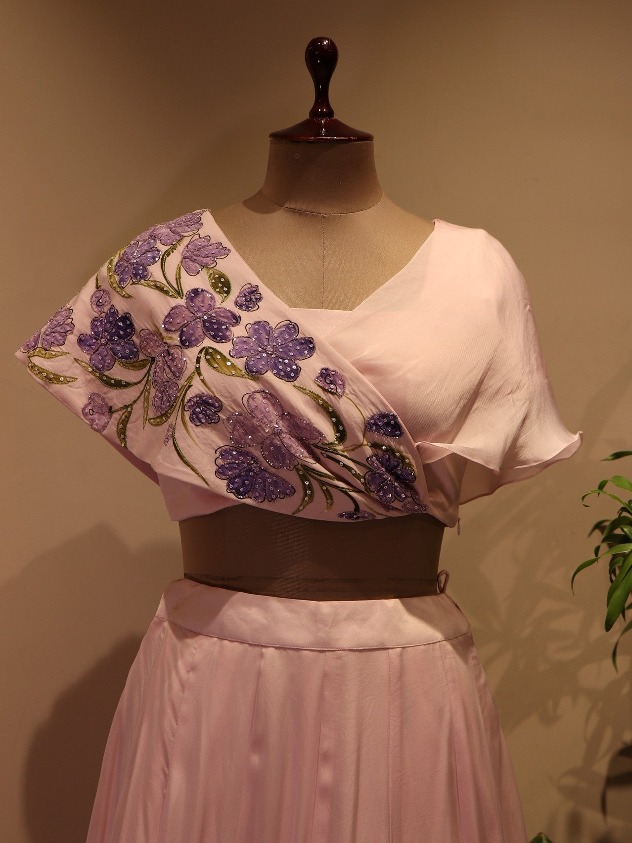 Blush pink hand painted cape top with skirt