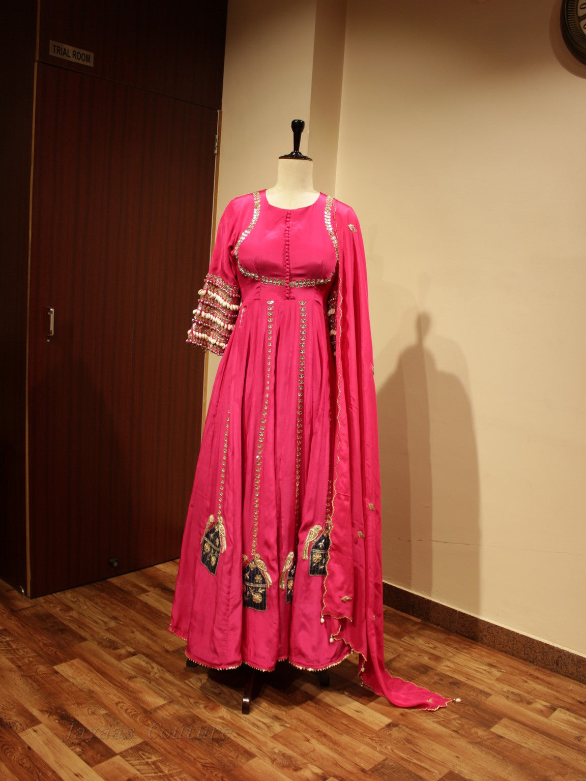 Pink gown with dupatta