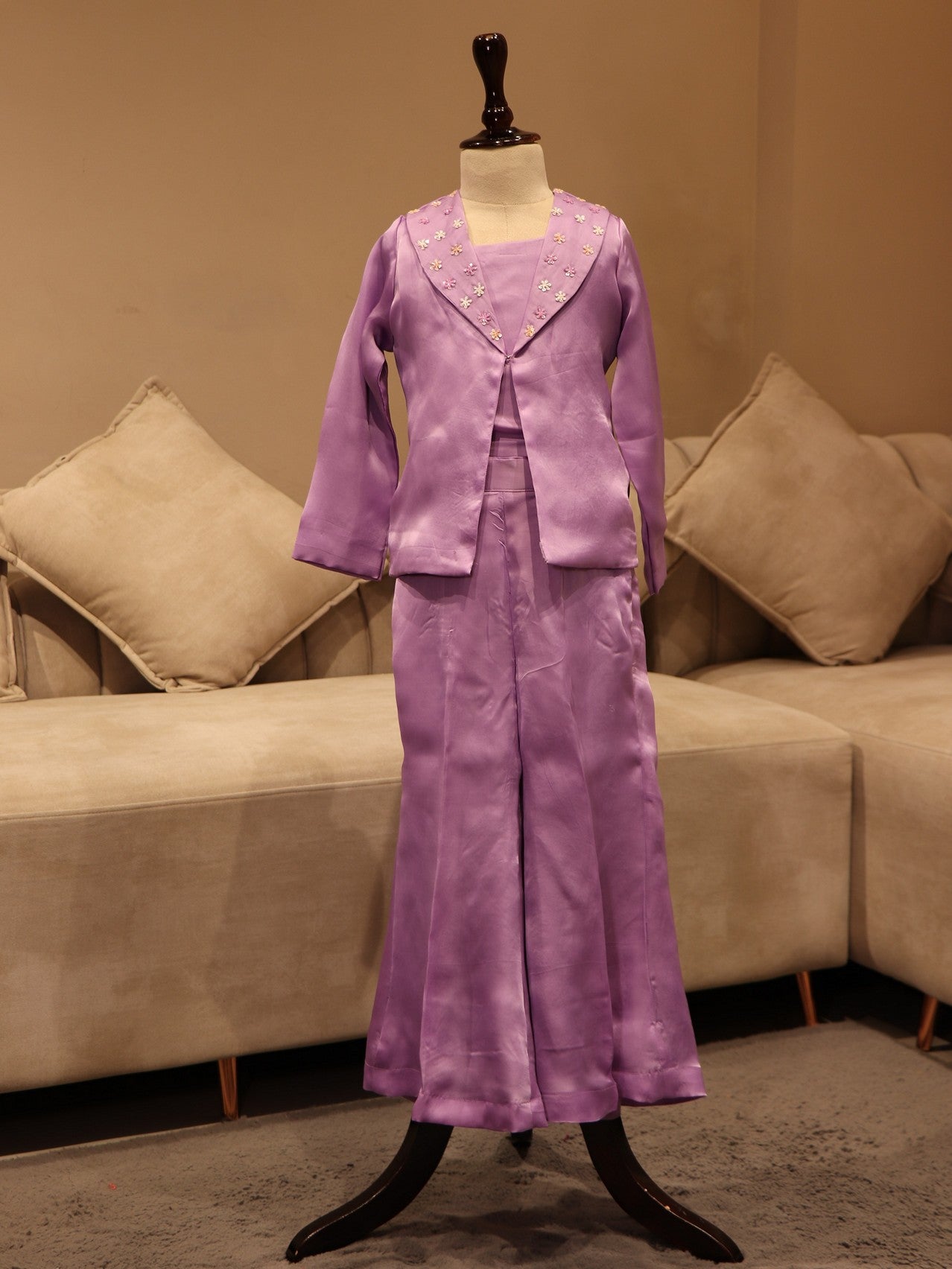 lavander shrug with plazo for kids