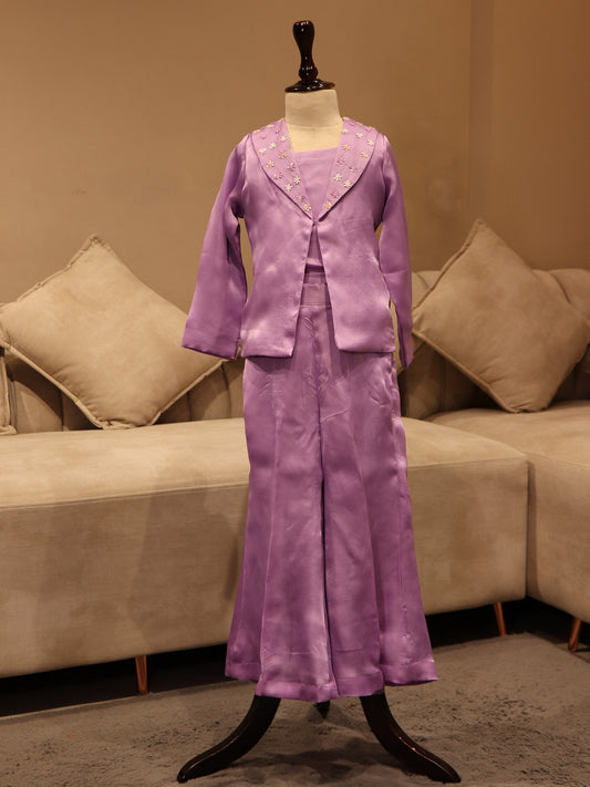 lavander shrug with plazo for kids