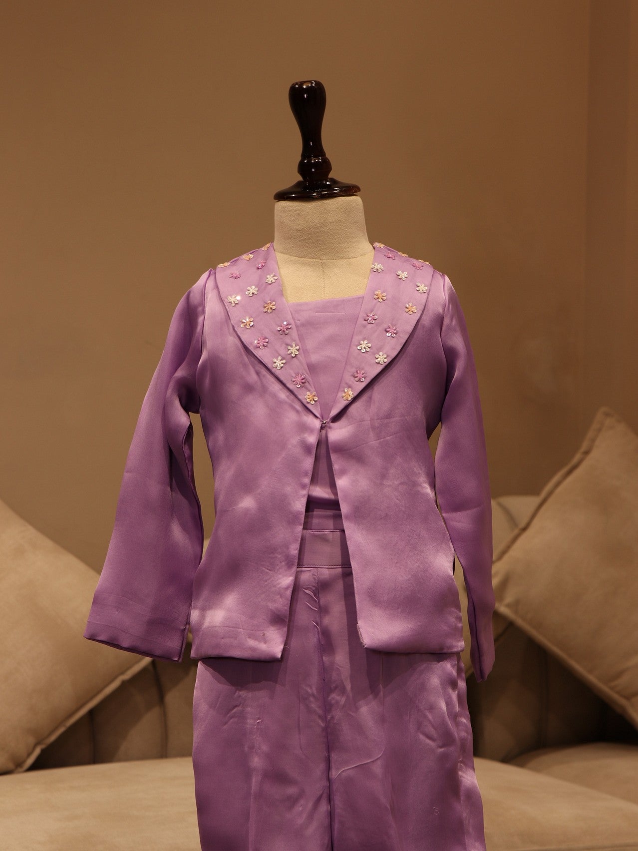 lavander shrug with plazo for kids