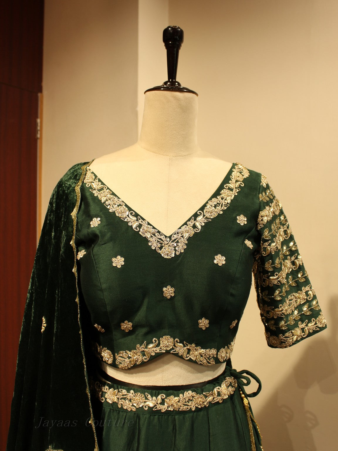 Bottle green elephant lehenga set