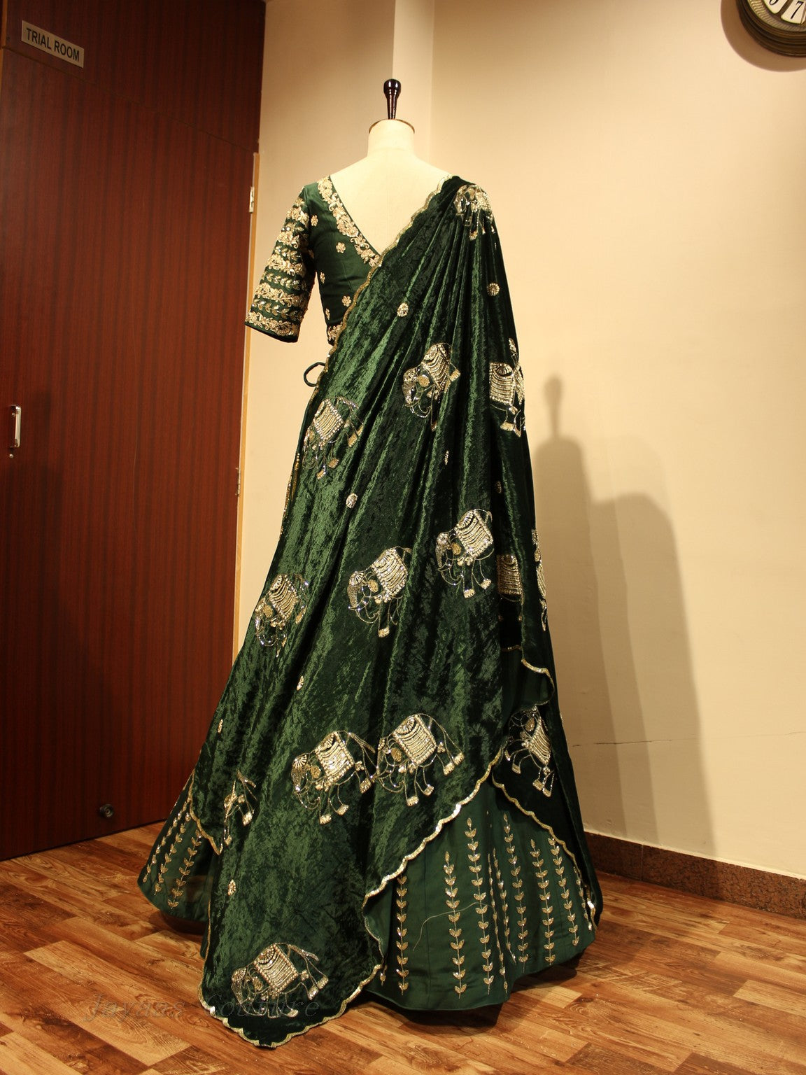 Bottle green elephant lehenga set