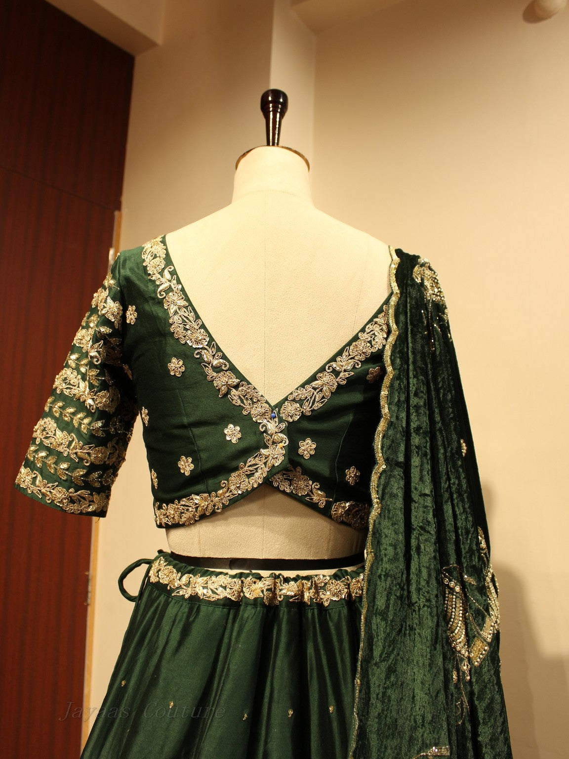 Bottle green elephant lehenga set