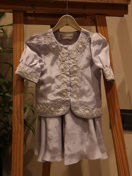 ice blue kids top with plazo