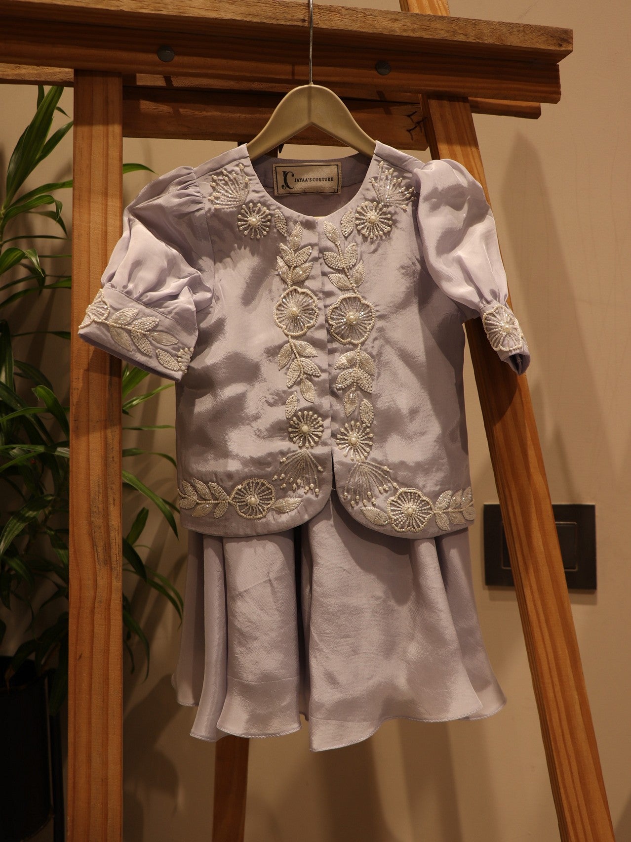 ice blue kids top with plazo