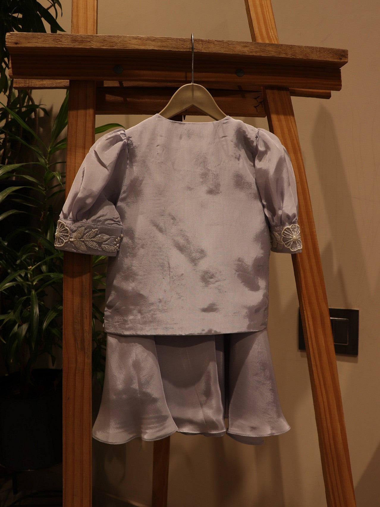 ice blue kids top with plazo