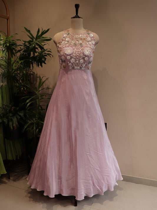 lilac 3d flower gown