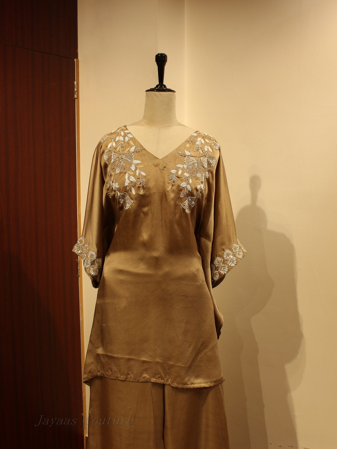 Beige kaftan with plazo