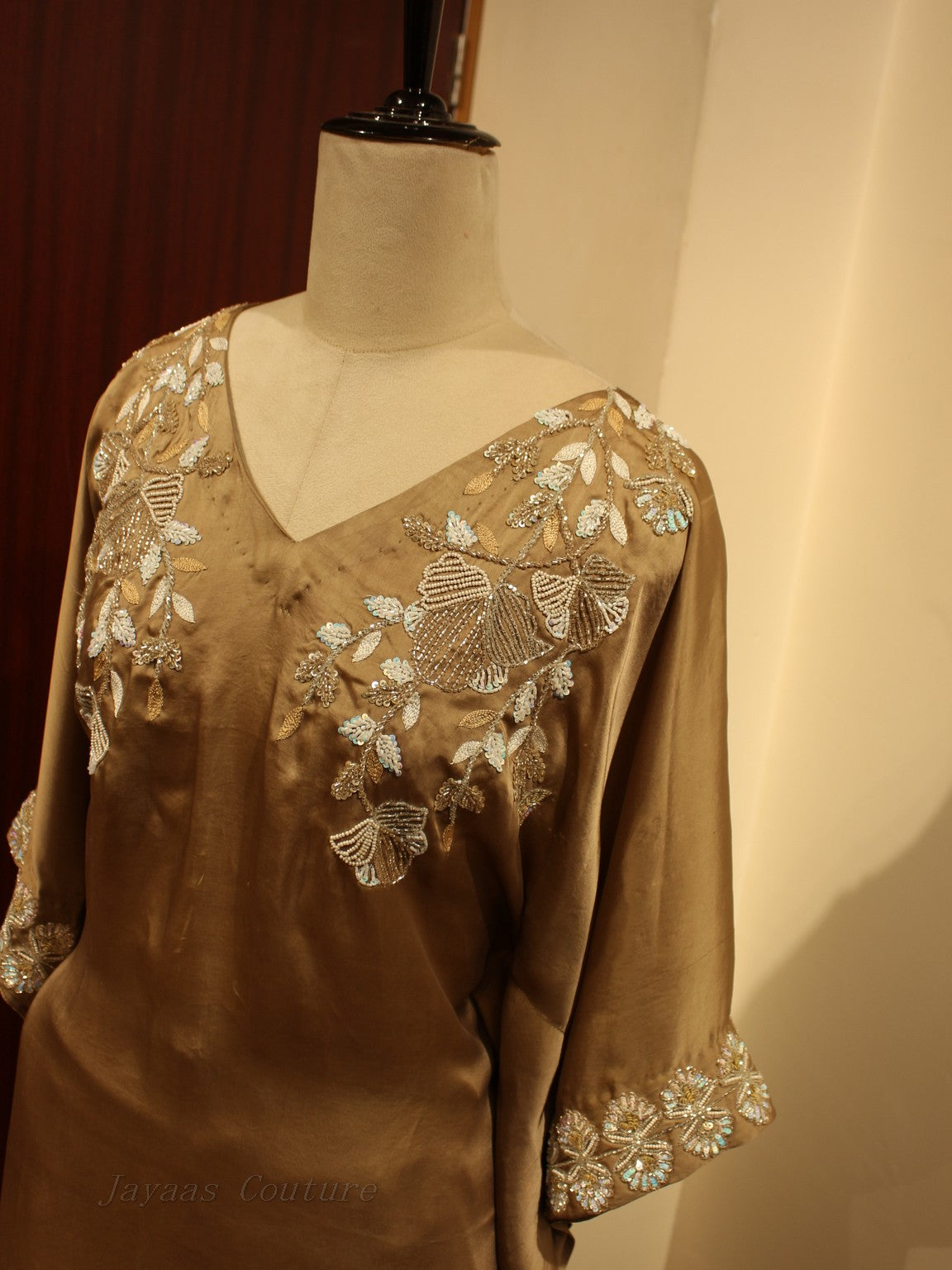 Beige kaftan with plazo