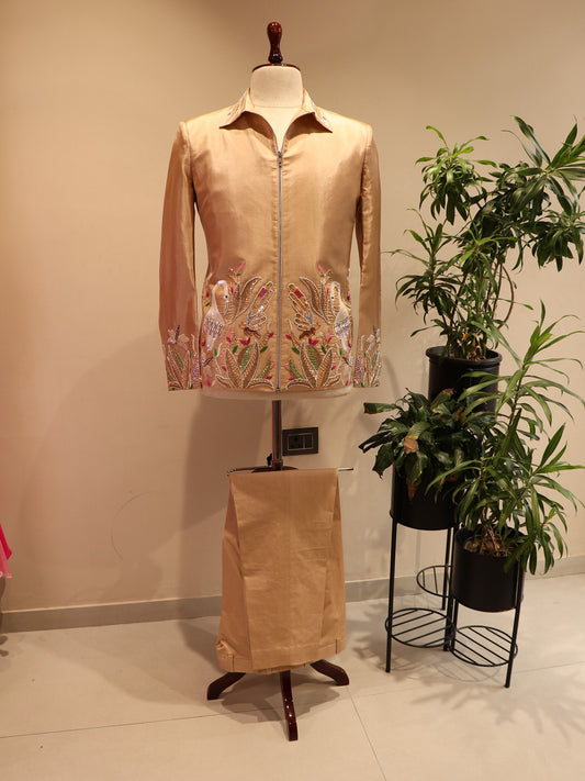 champagne gold mens bomber jacket with pants