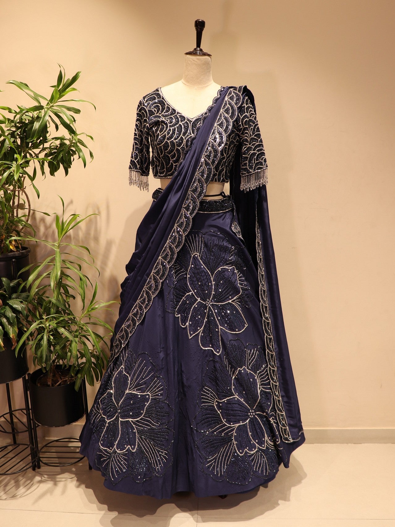 Navy blue lehenga set