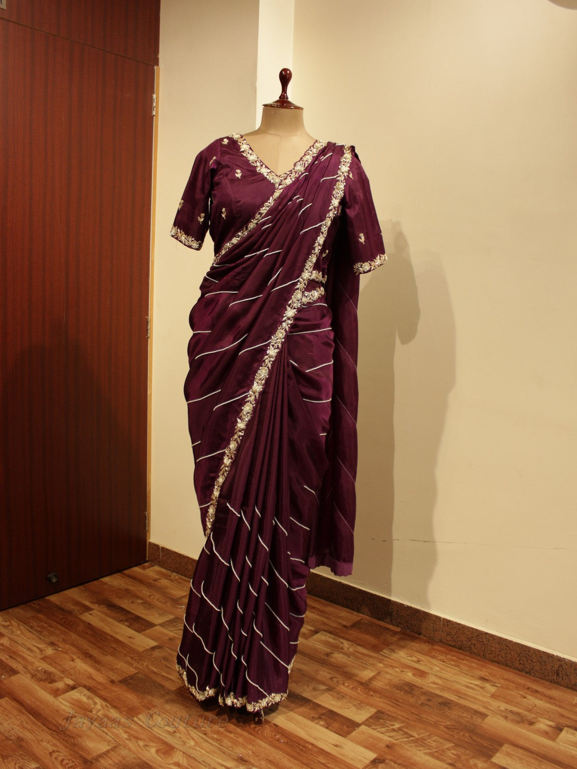 Deep wine saree with jacket