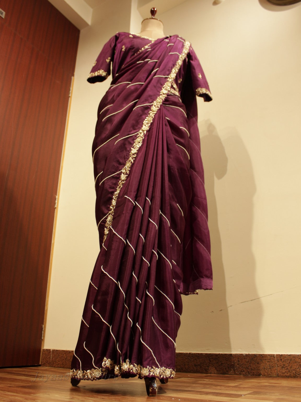 Deep wine saree with jacket