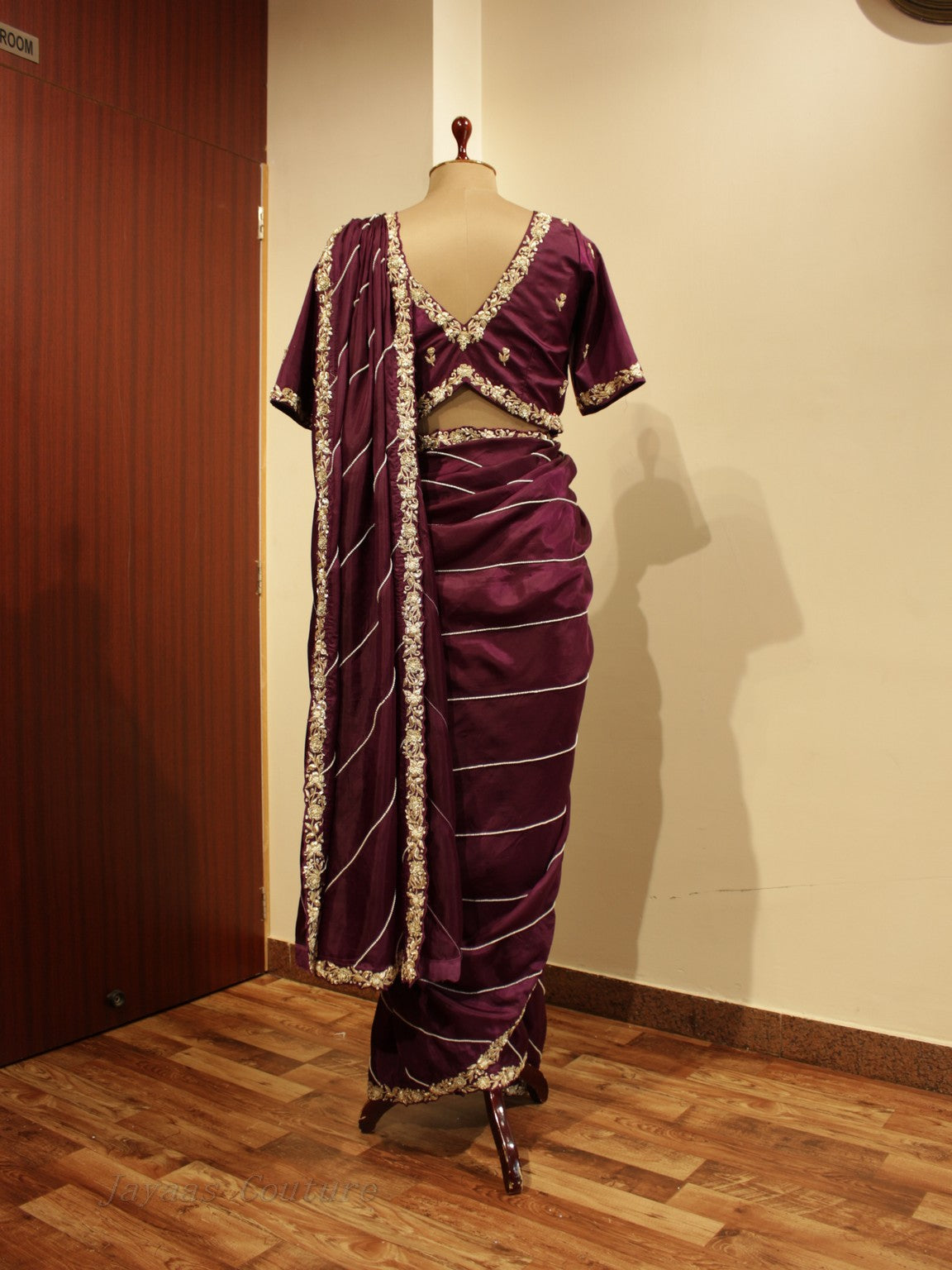 Deep wine saree with jacket