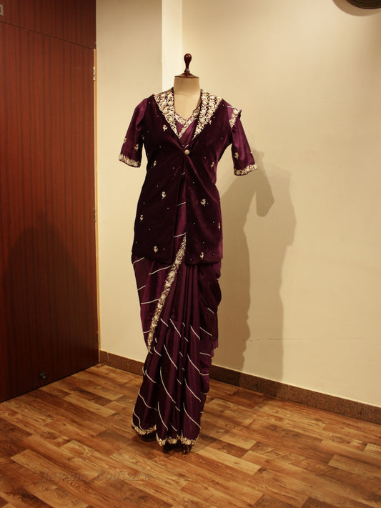 Deep wine saree with jacket