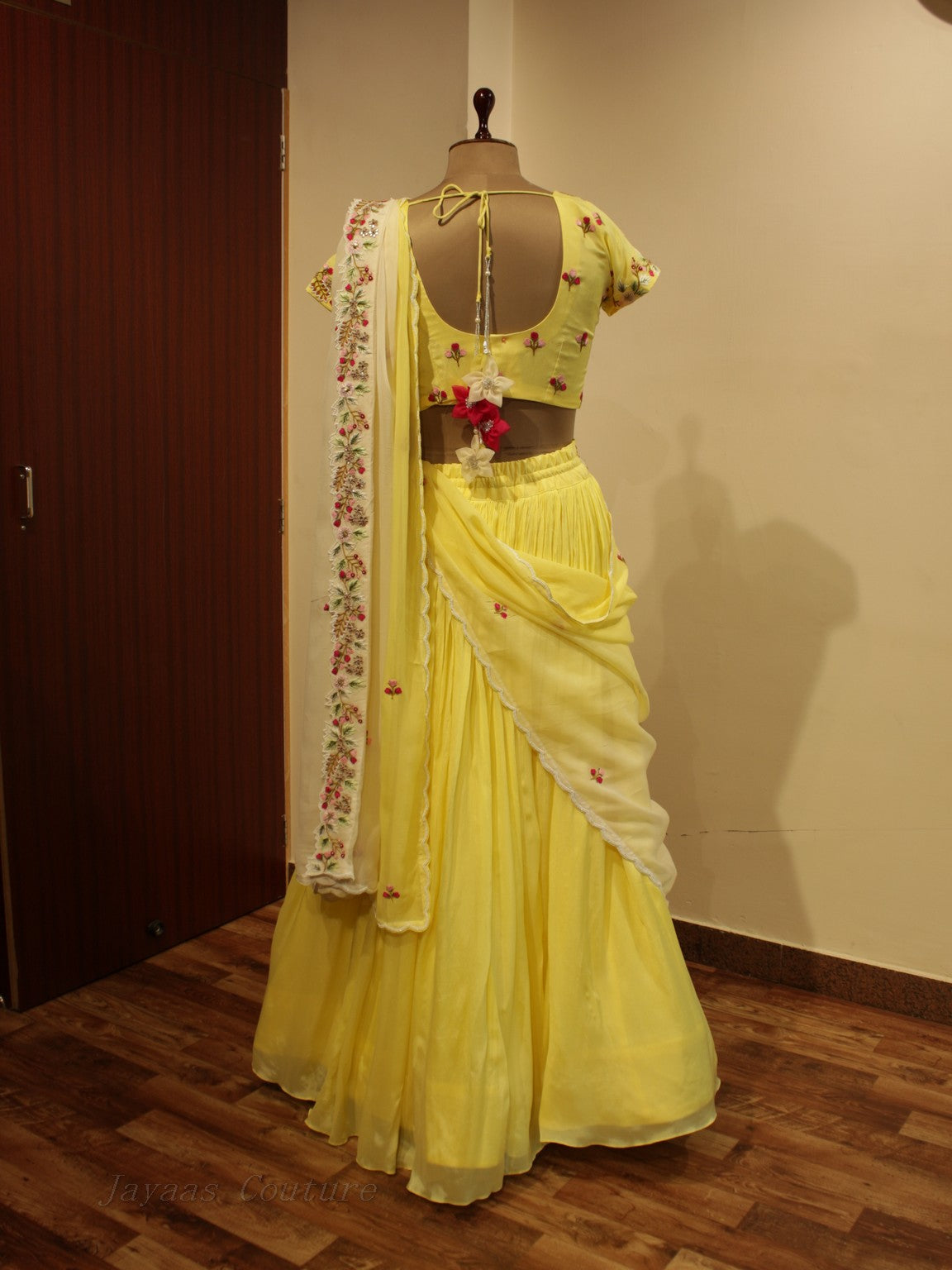 Yellow embroidered lehenga set