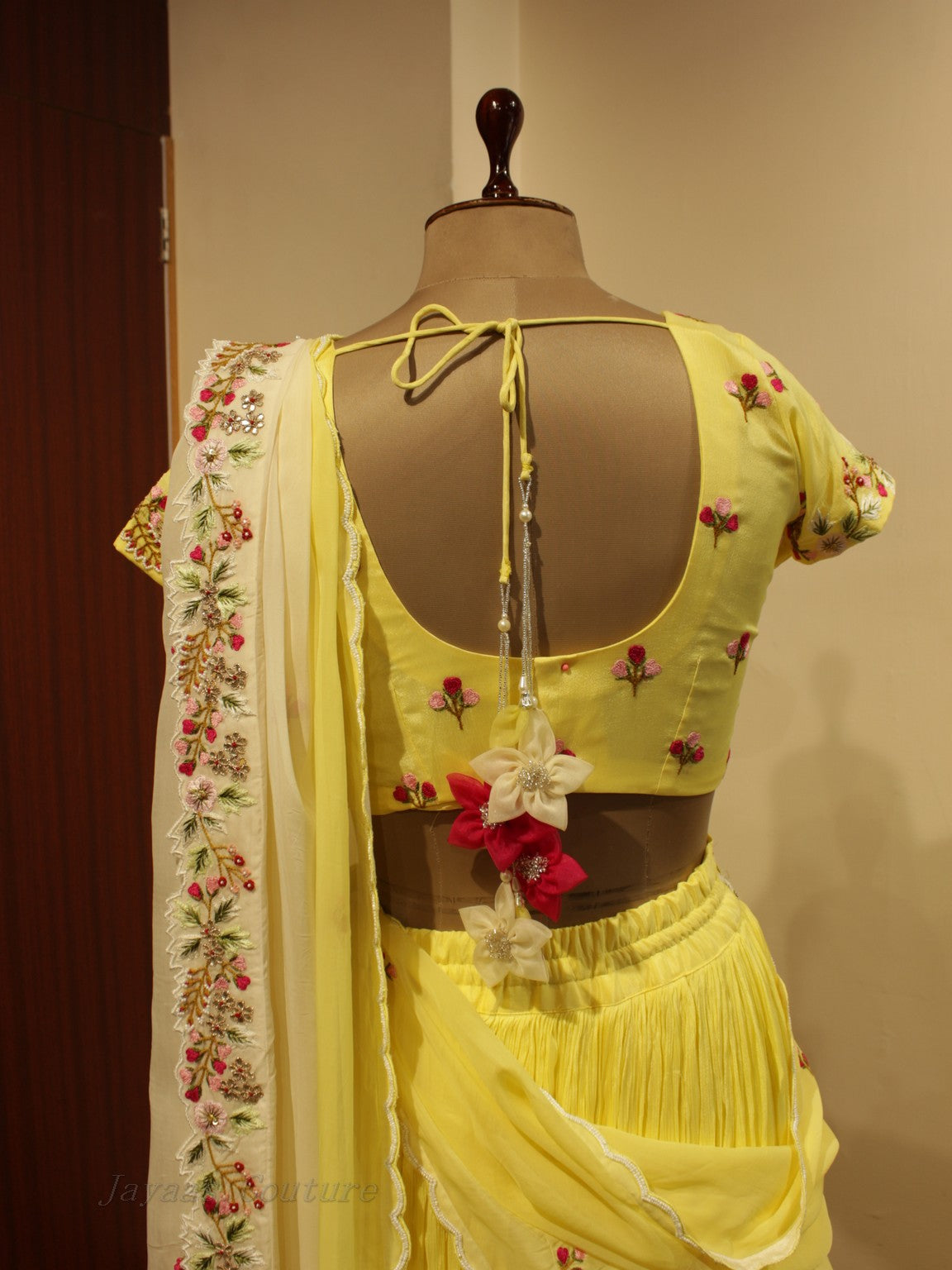 Yellow embroidered lehenga set