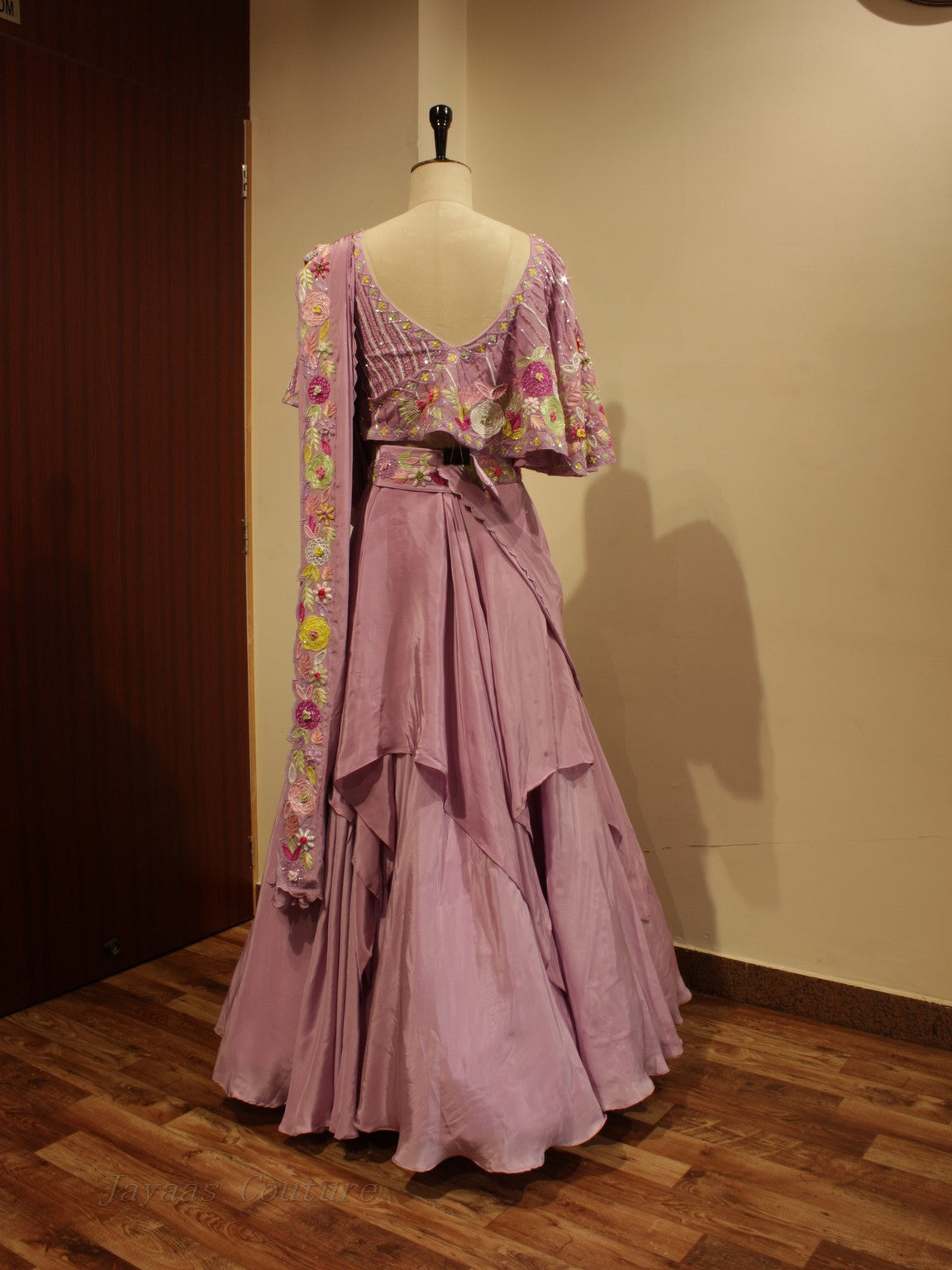 Mauve drape lehenga set