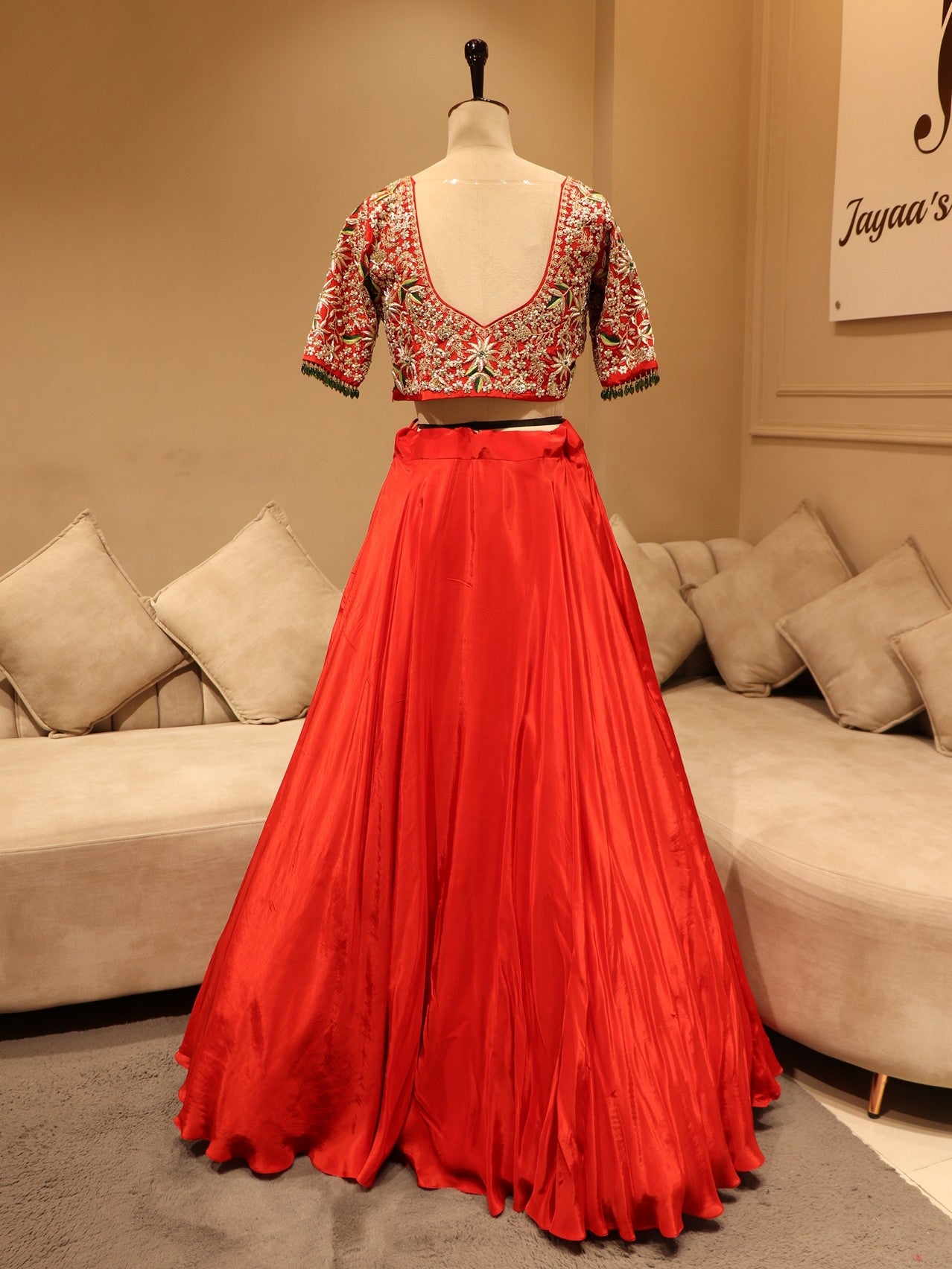 orange pink shaded zardosi lehenga set