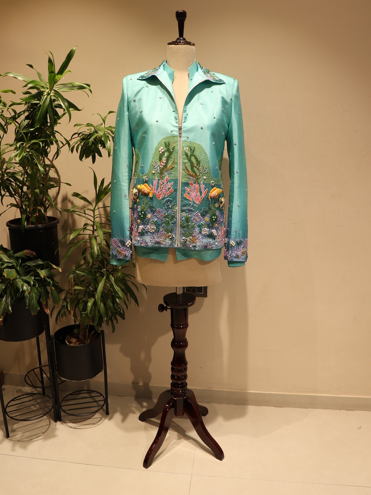 Sea green shaded aqua mens bomber jacket with pants