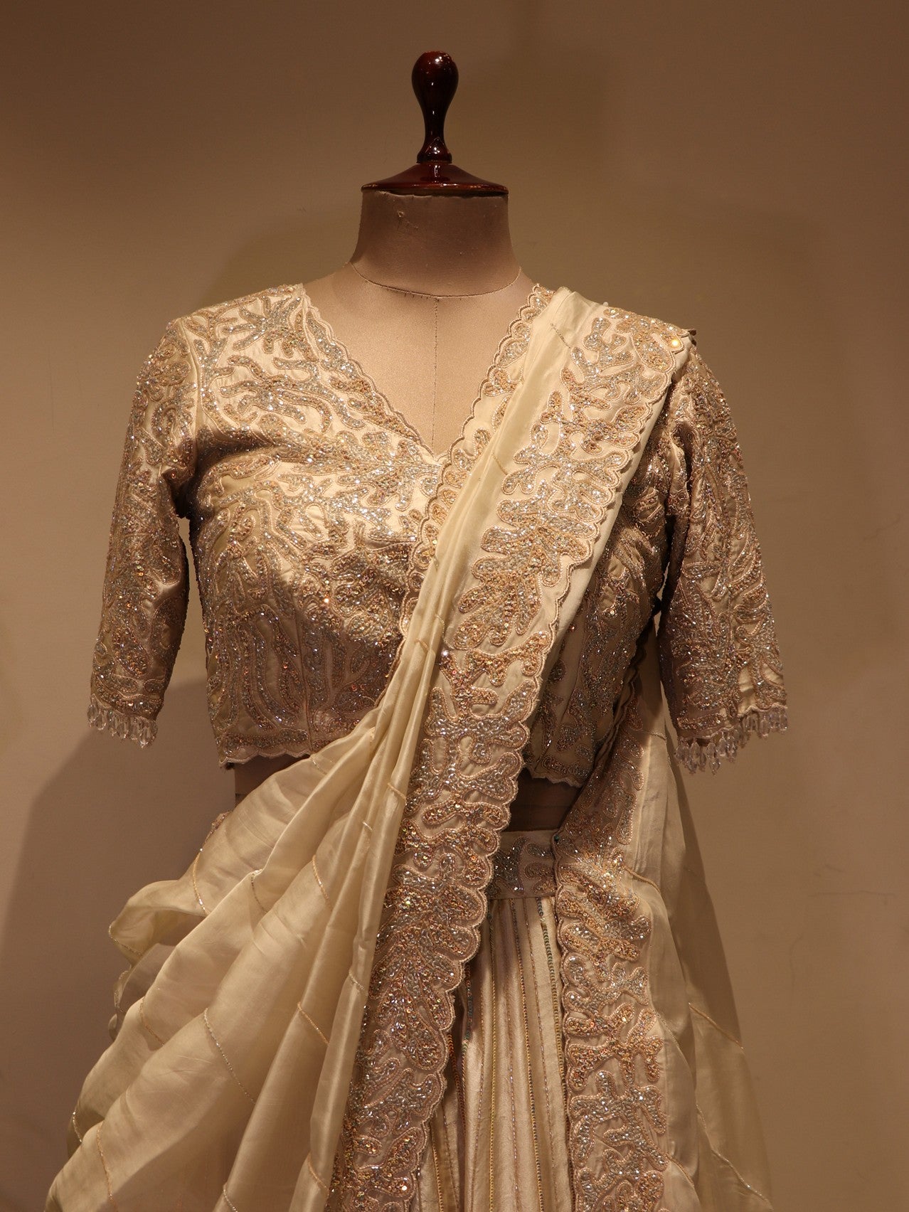 champagne gold embroidered lehenga set