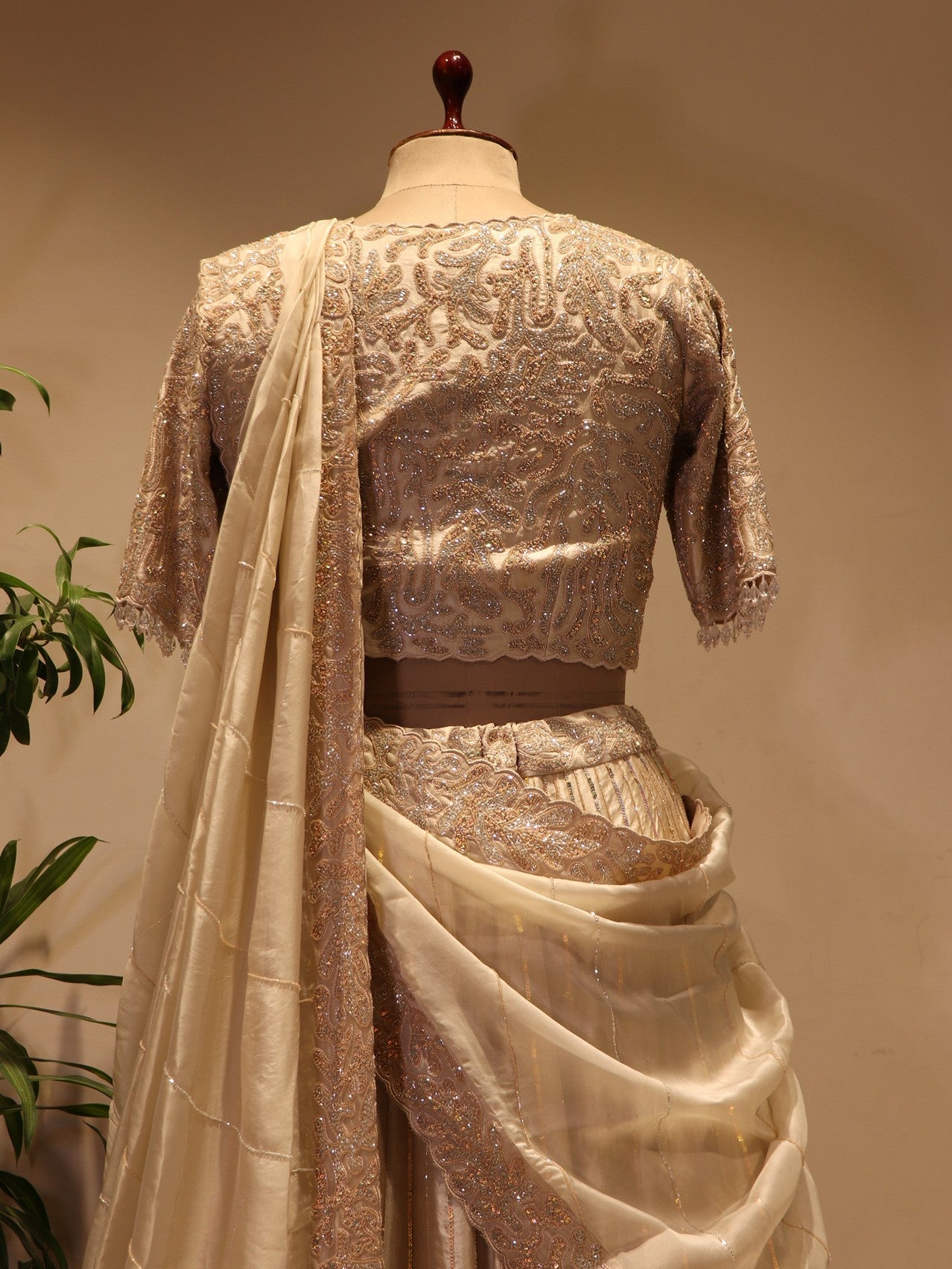 champagne gold embroidered lehenga set