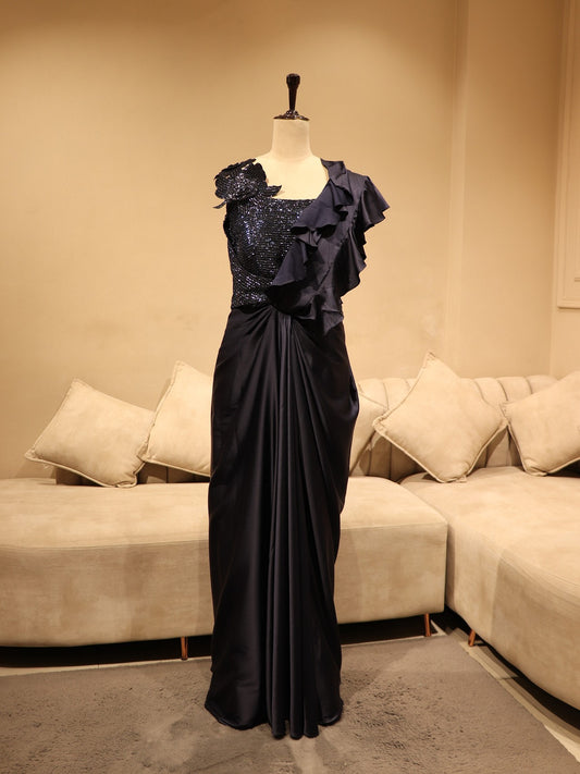 Navy blue drape gown