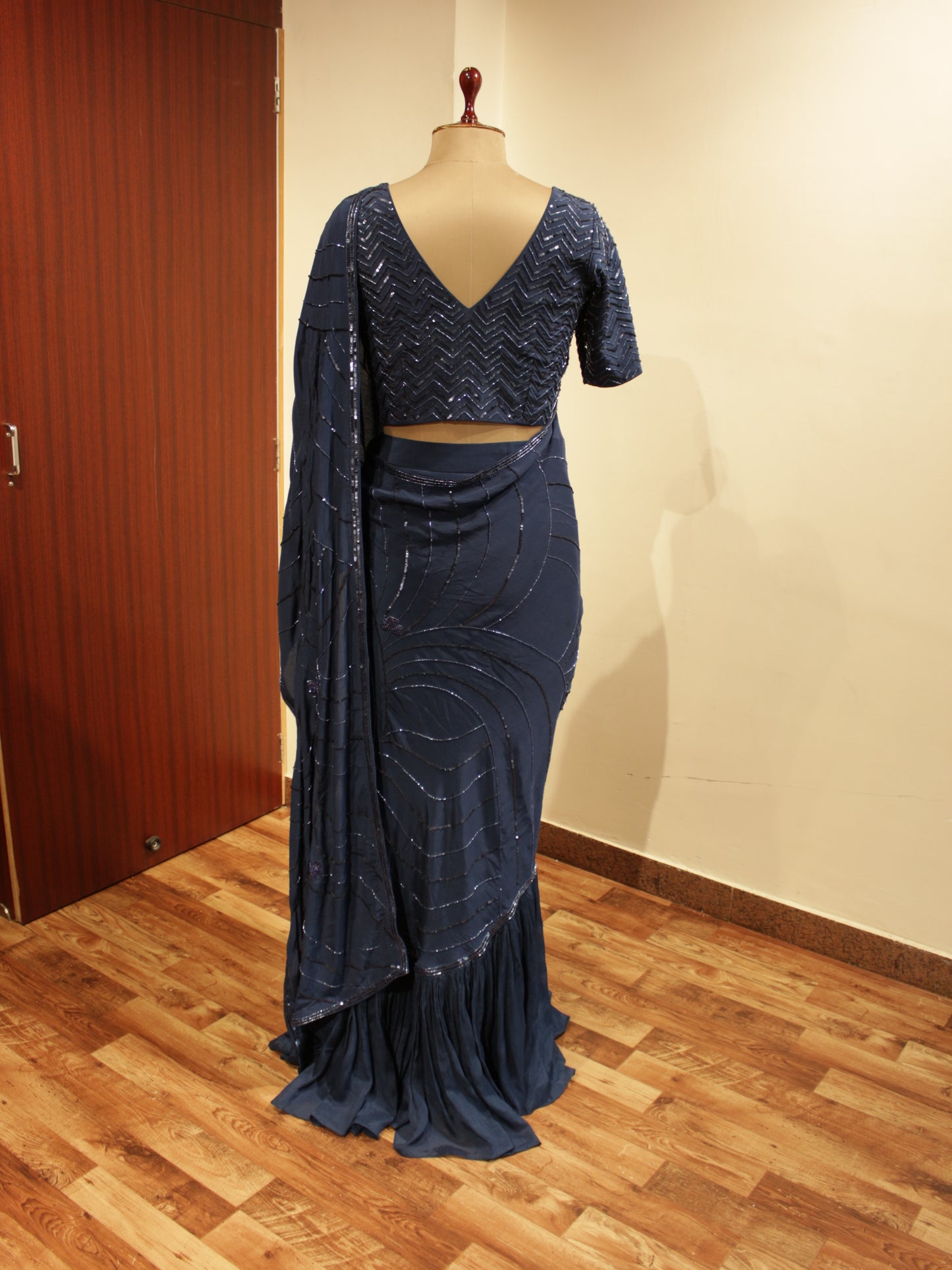 Liberty blue Pre drape saree