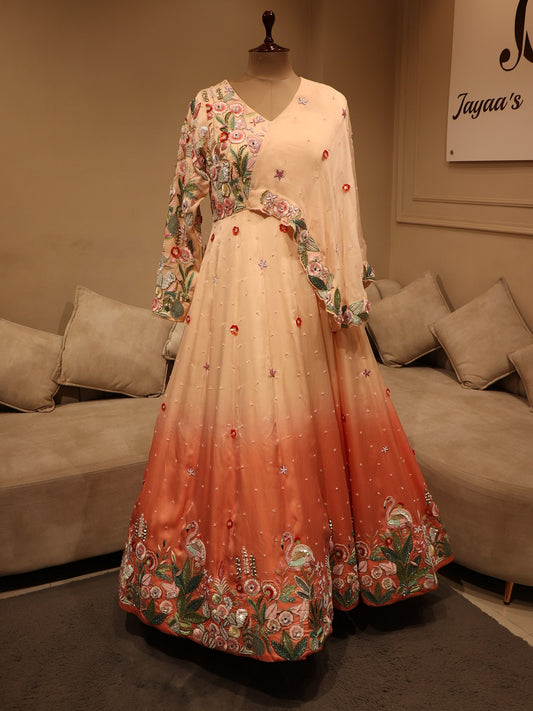 Peach rose gold 3d crane gown