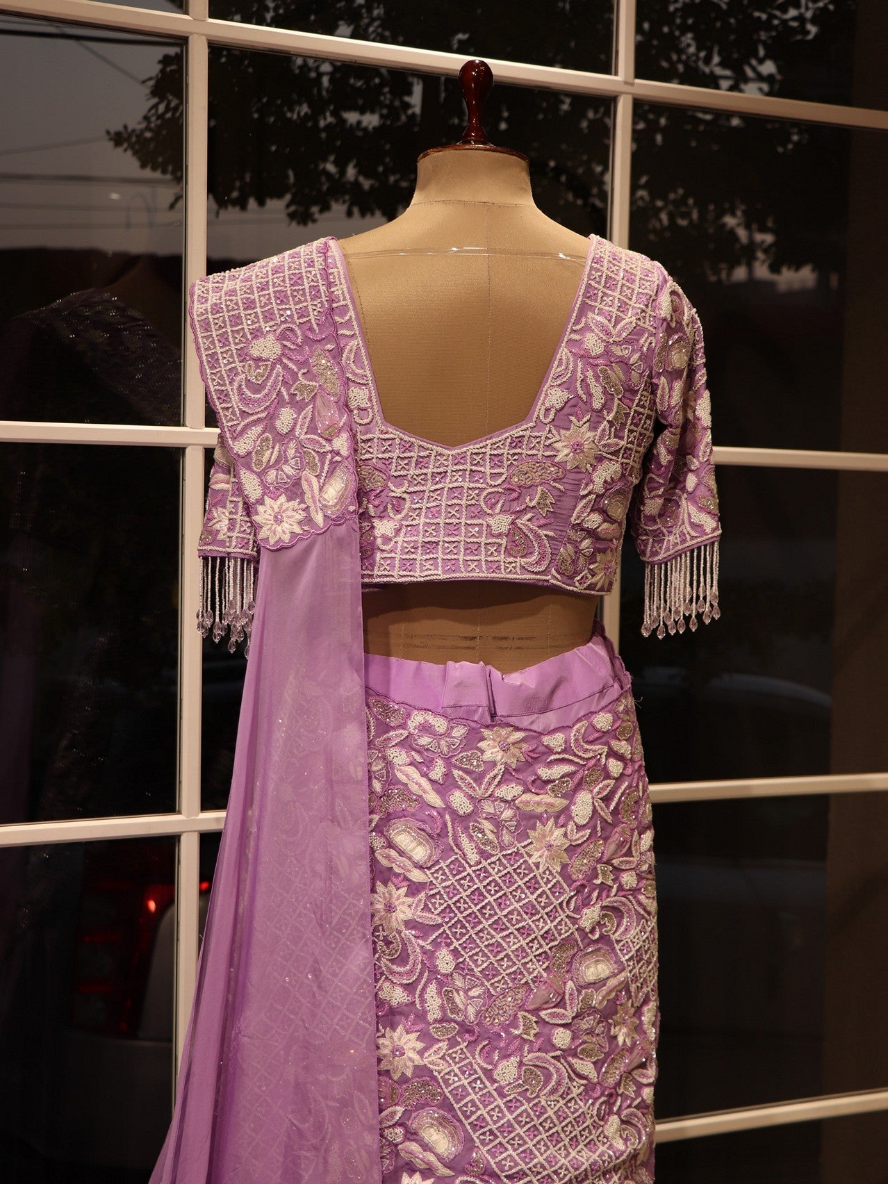 Lavander drape lehenga set