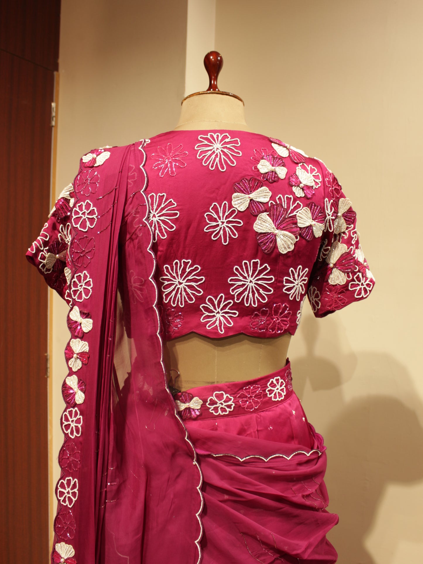 Magenta embroidered lehenga set