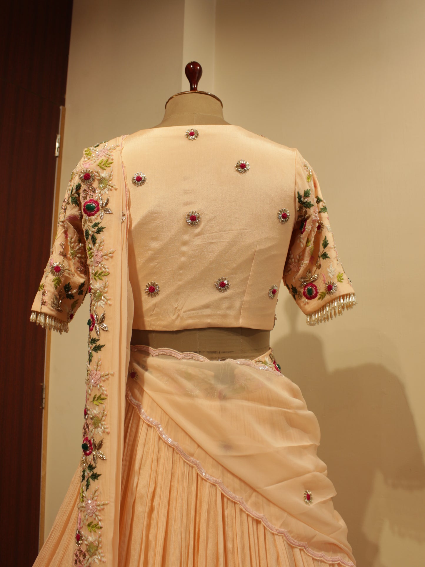 Peach emrald lehenga set