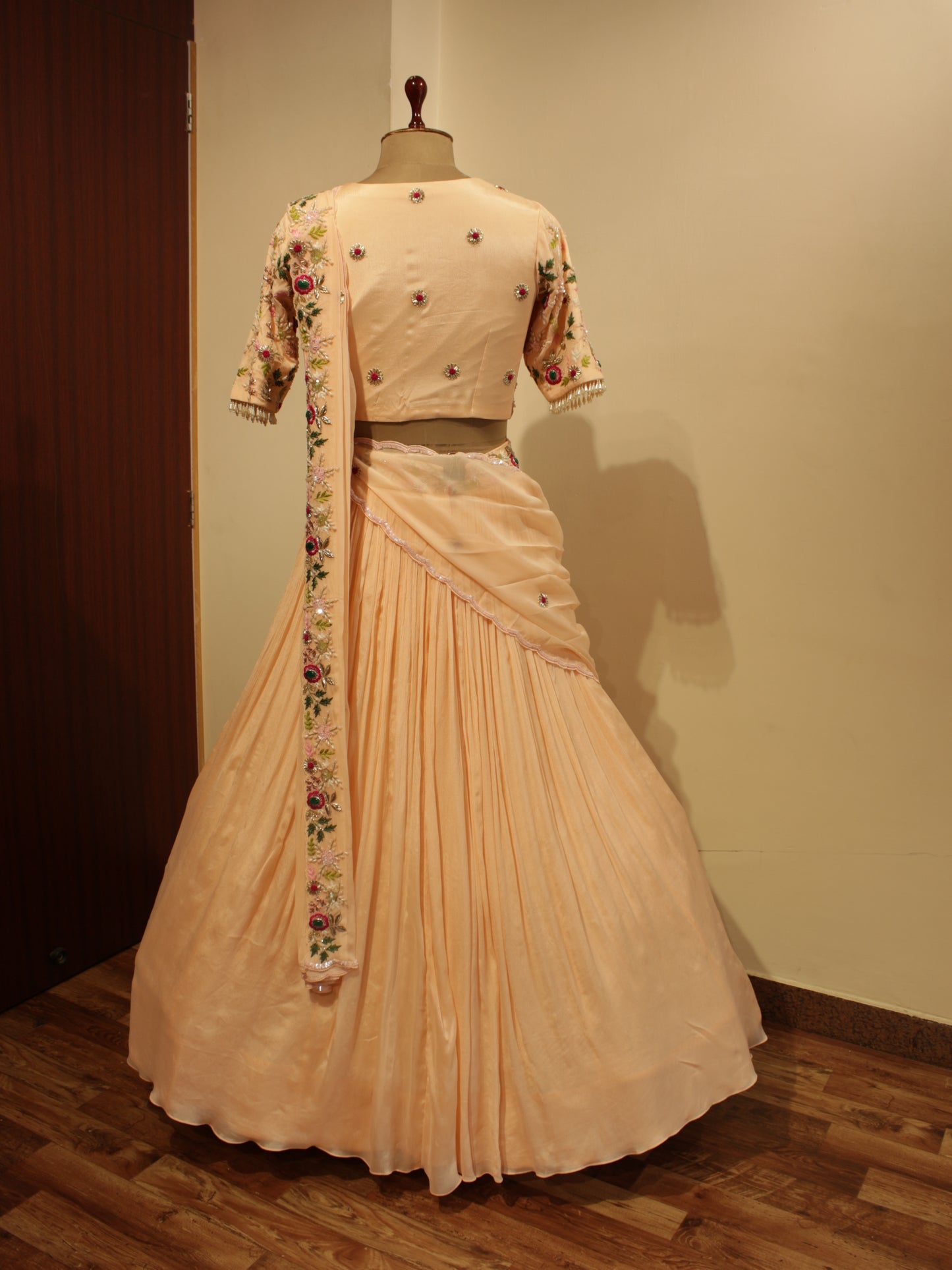 Peach emrald lehenga set