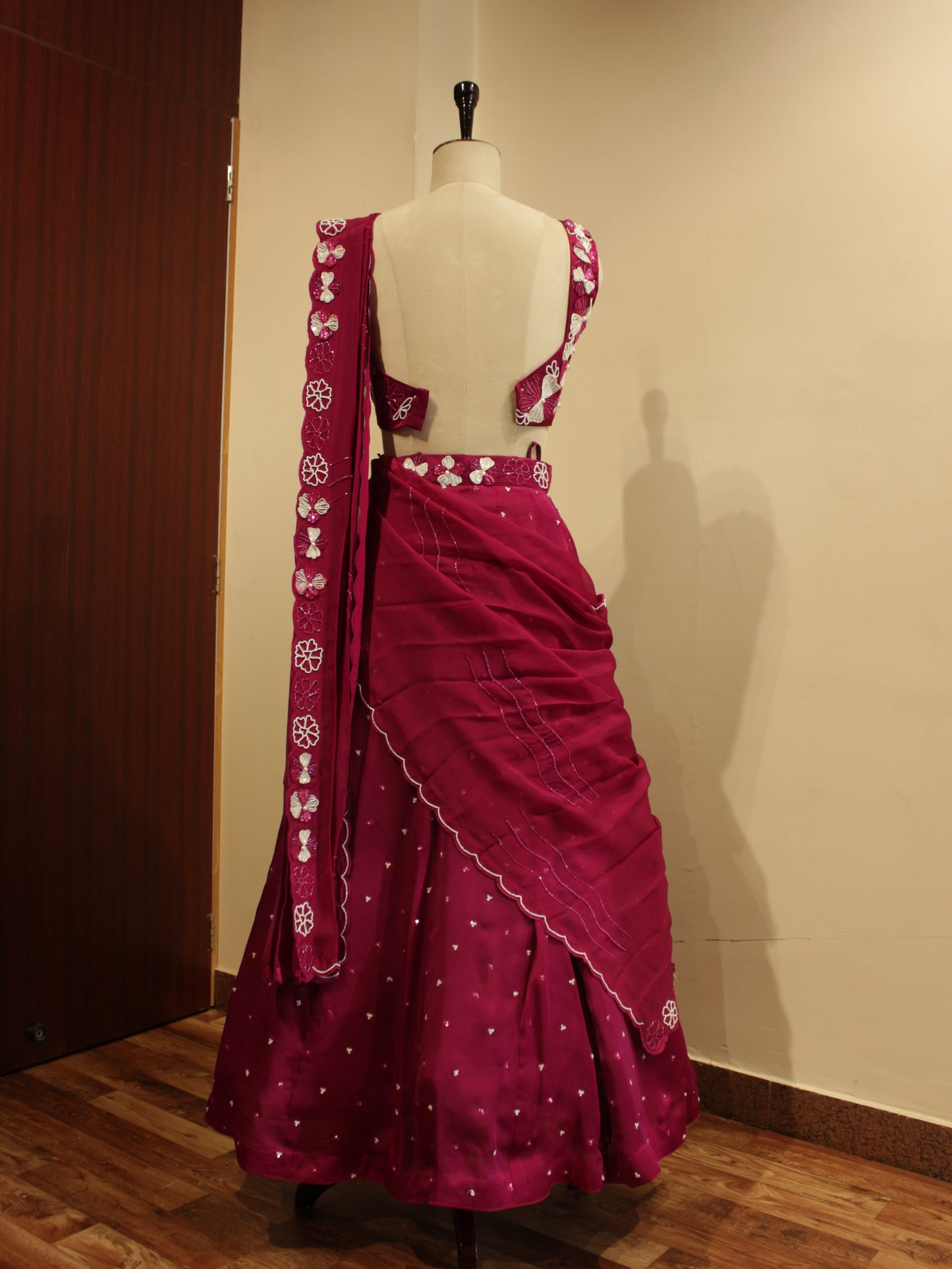 Wine embroidered lehenga set