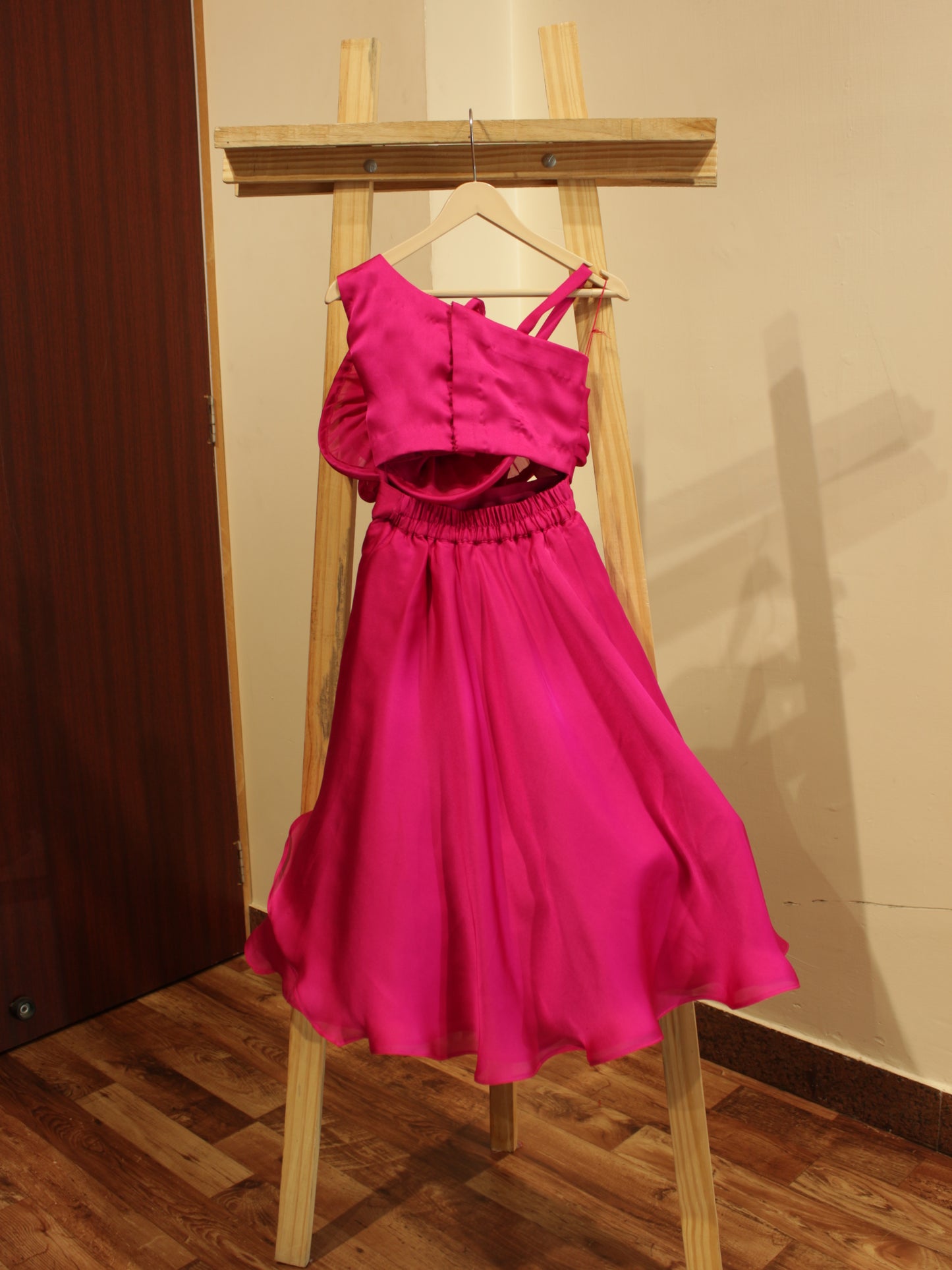 Magenta crop top with skirt for kids