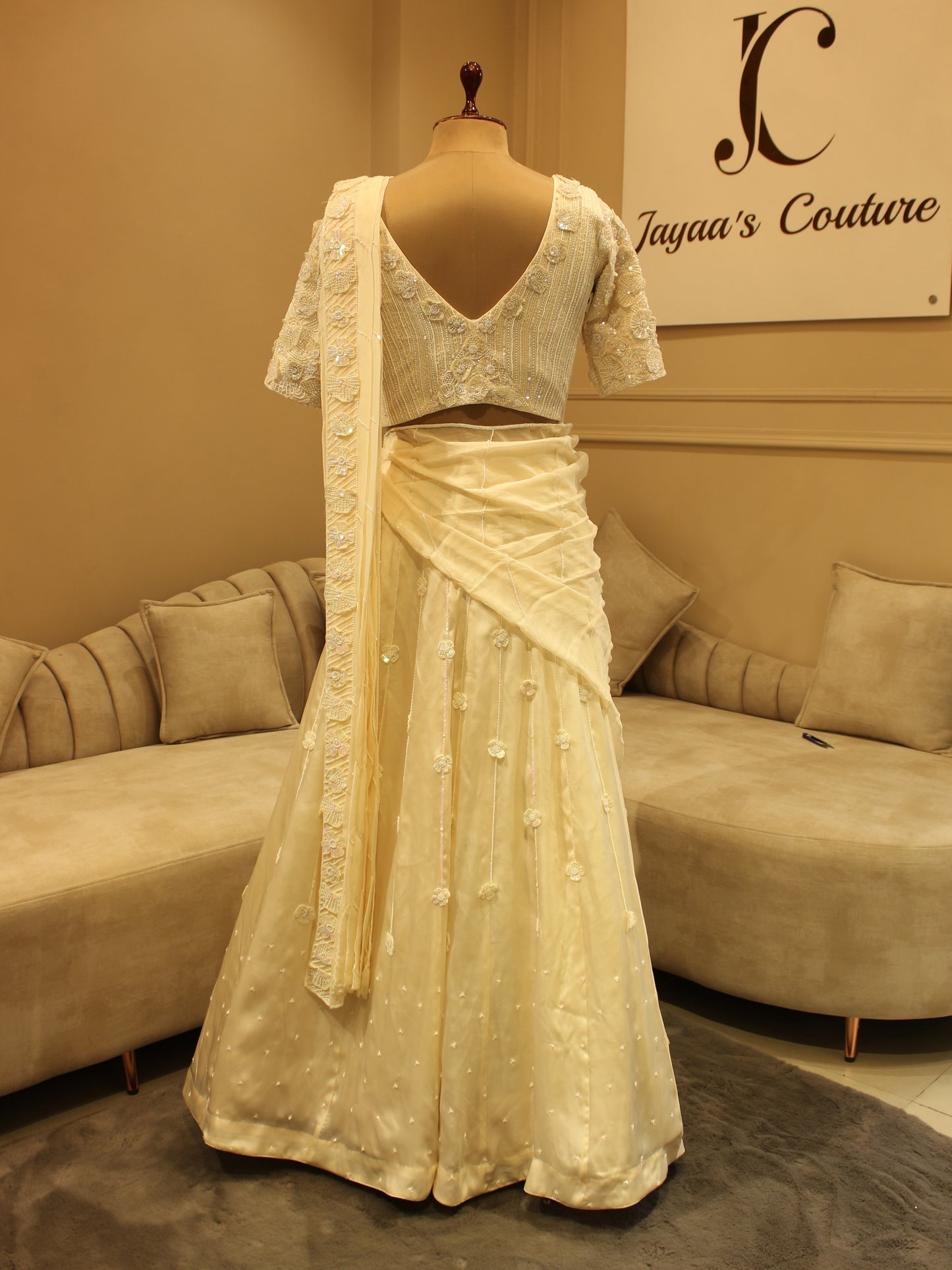 Pearl white lehenga set