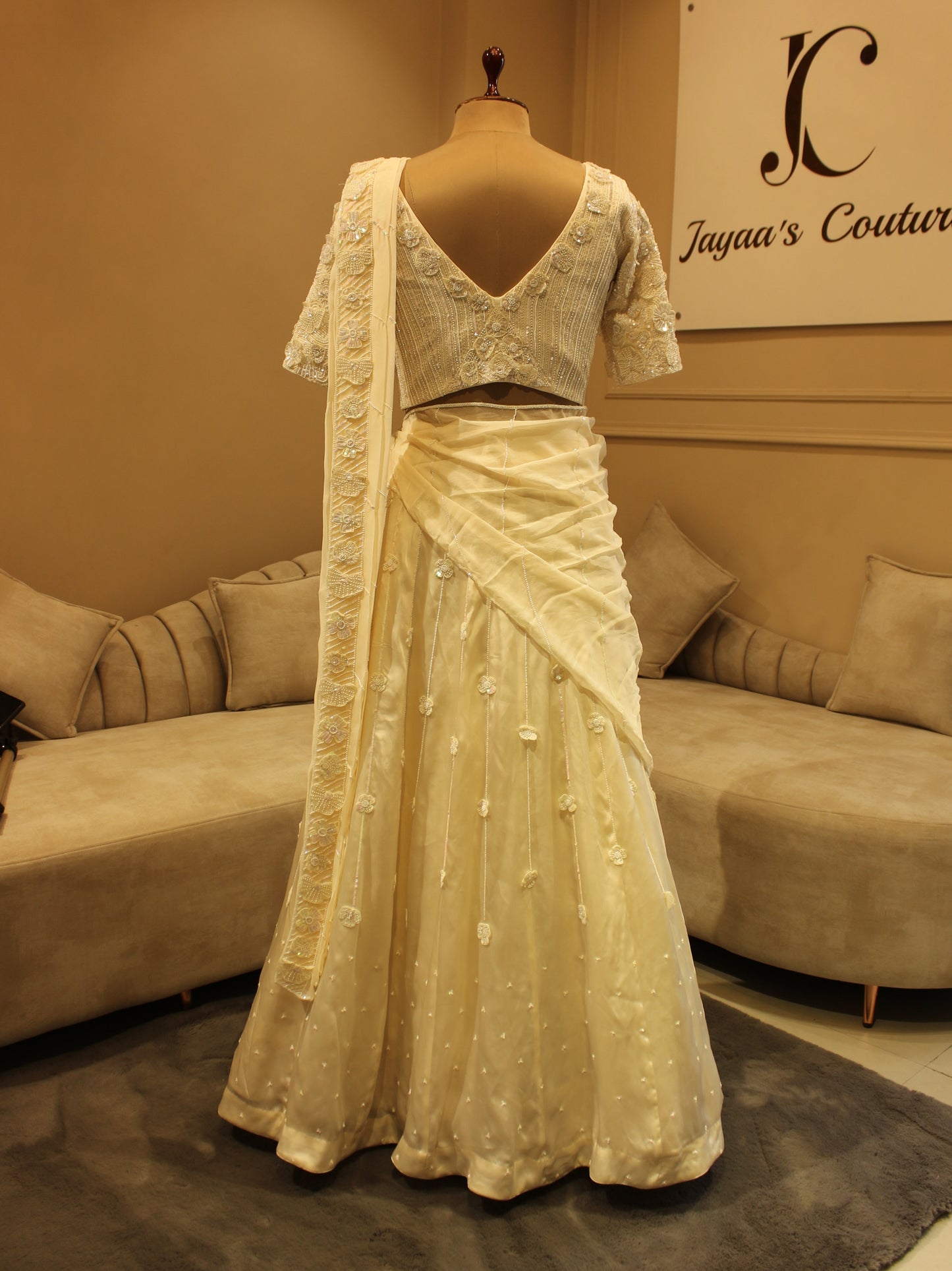 Pearl white lehenga set