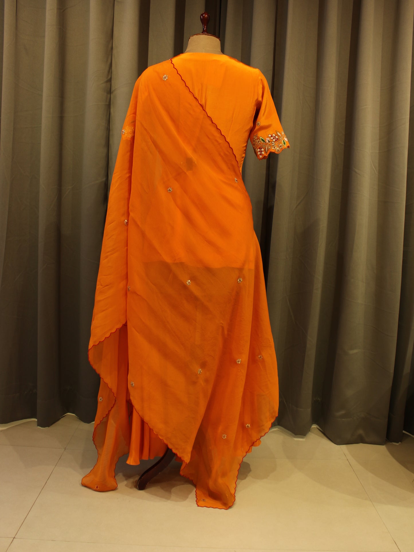 tangerin orange kurta with plazo and dupatta