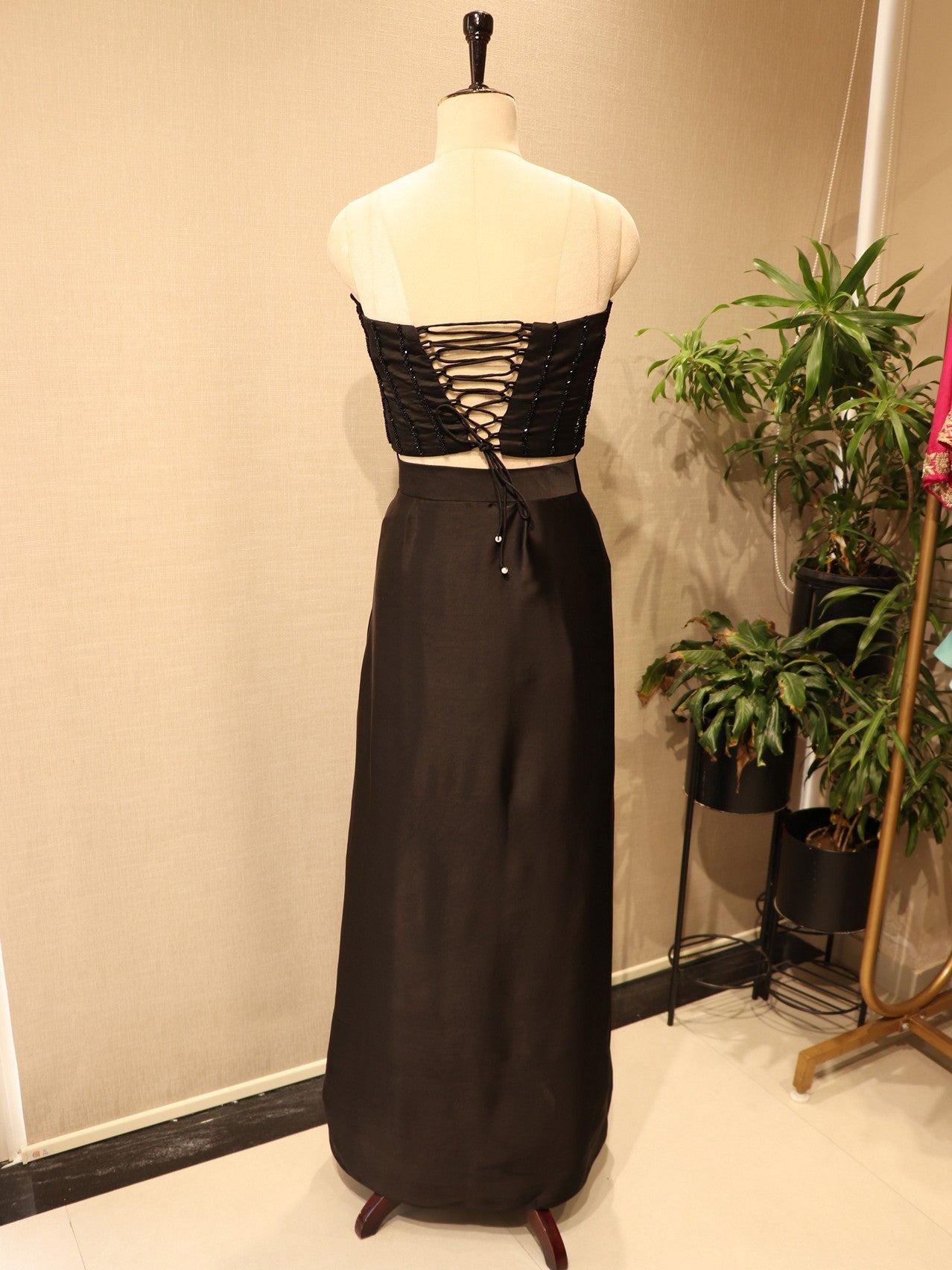 Black corset with cape skirt