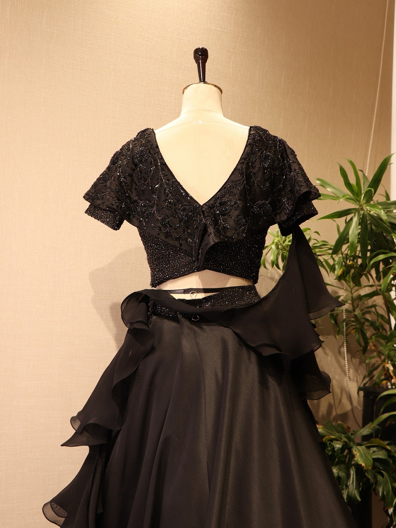 Black cape top with skirt and dupatta