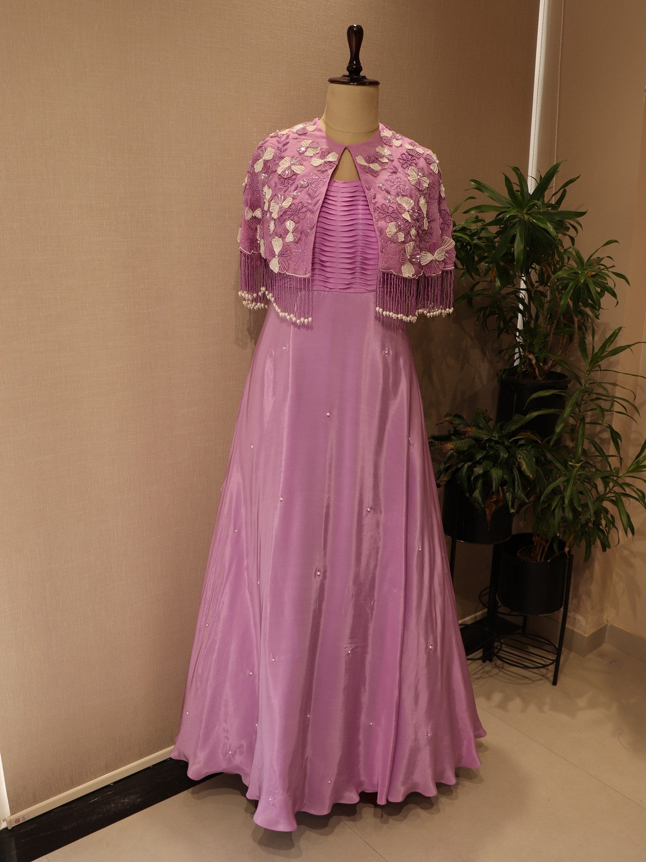 lavander cape gown