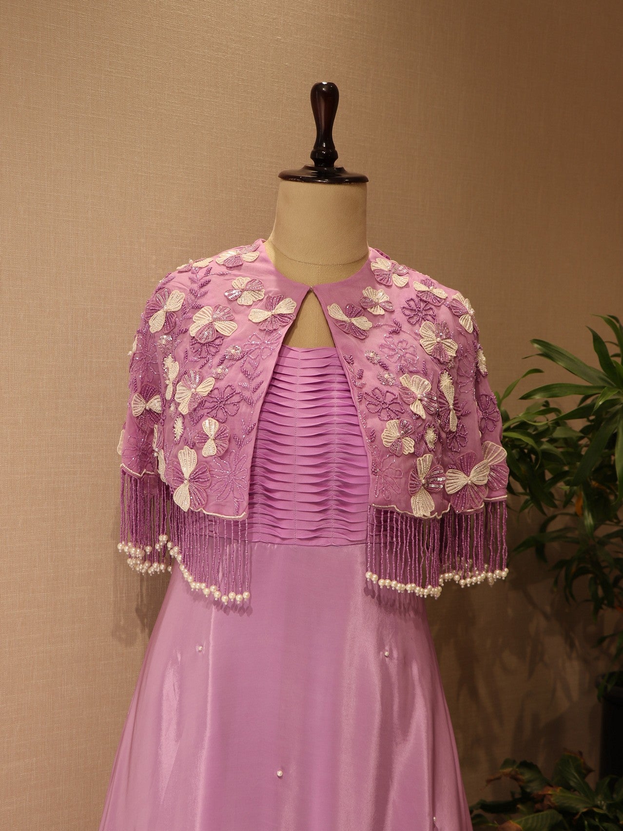 lavander cape gown