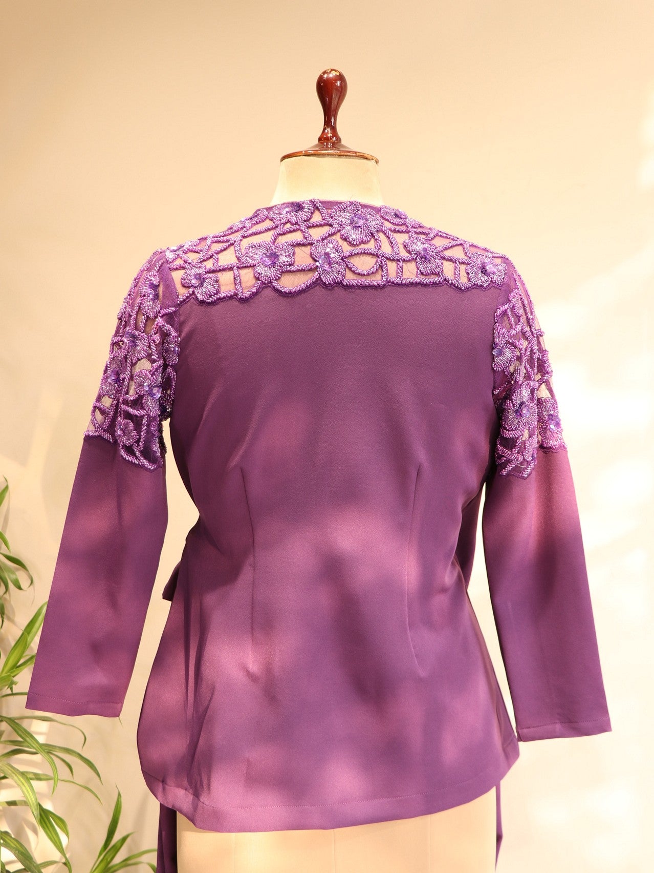 purple embroidered co-ord set