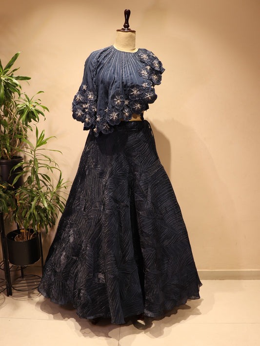 Royal blue cape top with skirt