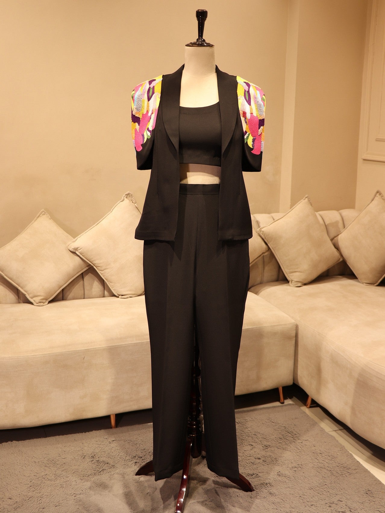 Black embroidered co-ord set