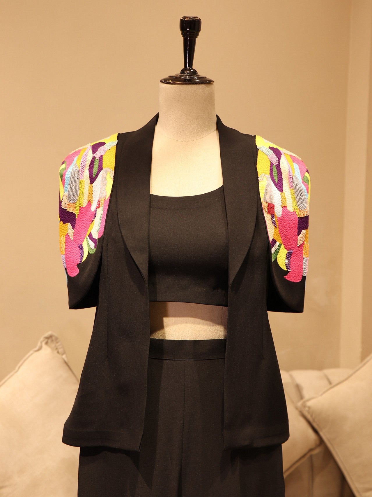 Black embroidered co-ord set