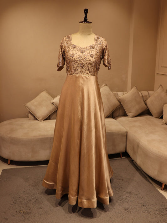 champagian gold 3D flower gown