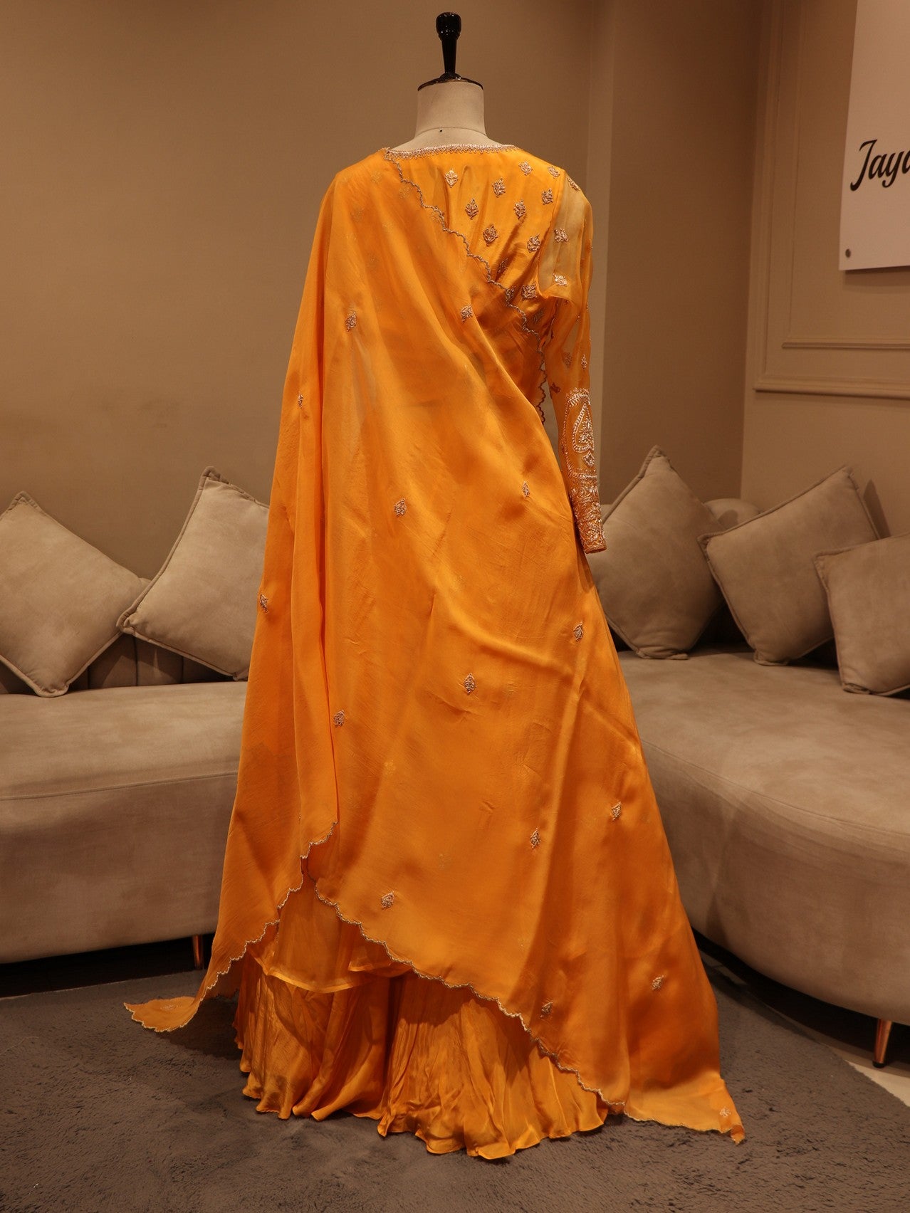 Rust ornage anarkali with skirt dupatta