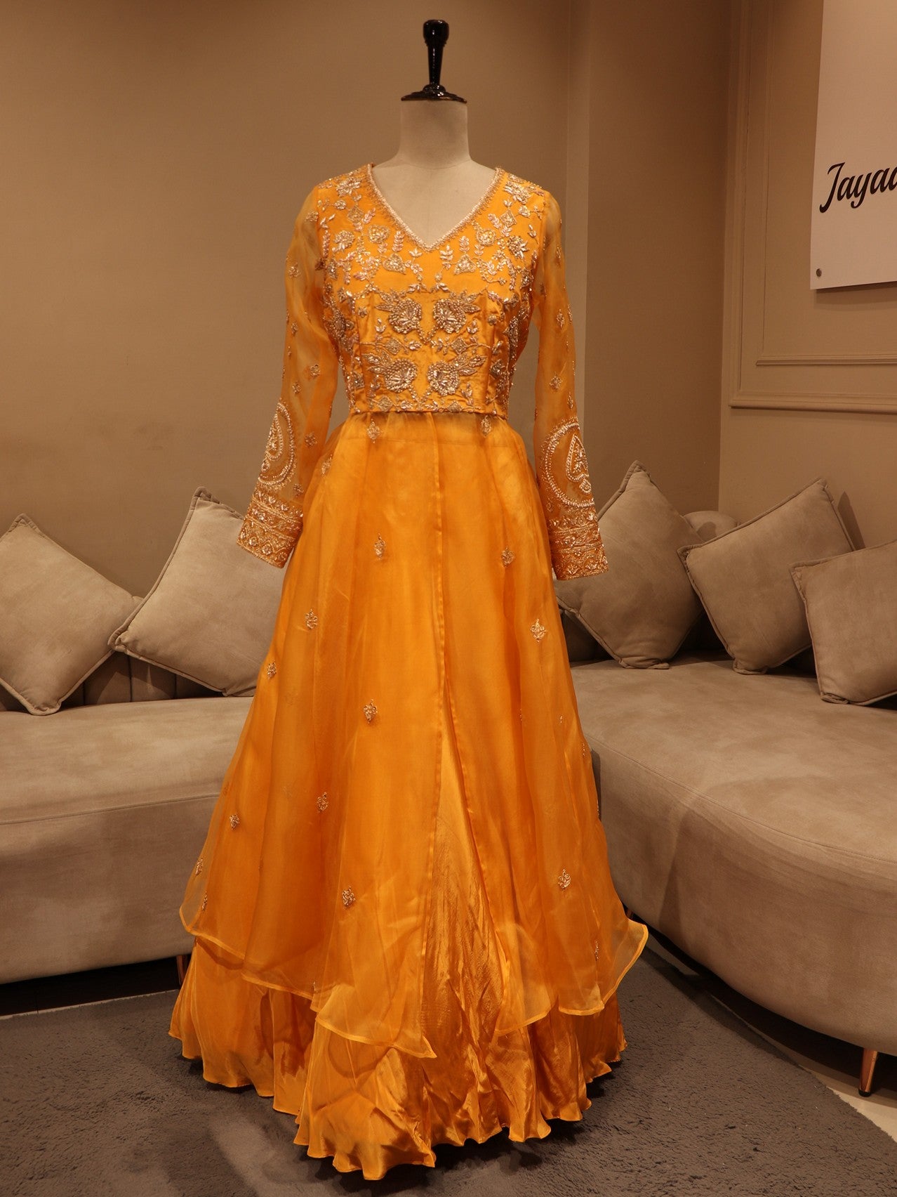 Rust ornage anarkali with skirt dupatta
